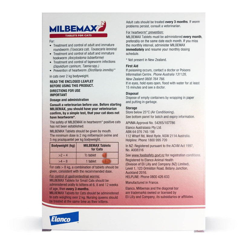 Milbemax Allwormer For Cats Over 2kg 2 Tablets - PET PARLOR