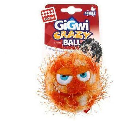 GIGWI Crazy Ball W/Squeaker Orange Med