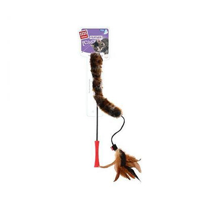 GIGWI CAT Feather Teaser TPR Wand Plush Tail