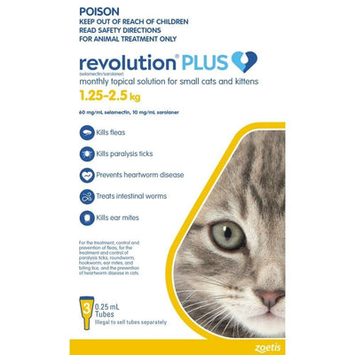 Revolution PLUS Kitten 1.25-2.5kg 3pk (Yellow)