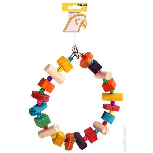 AVI ONE Parrot Toy Wooden Ring With Acrylic Beads