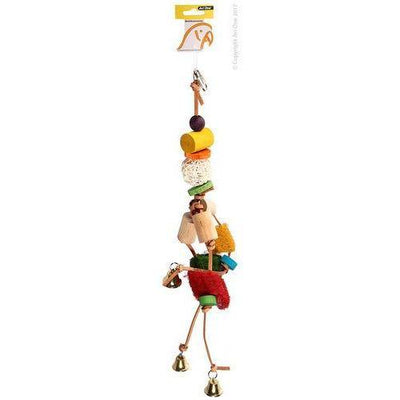AVI ONE Parrot Toy Leather Mobile with Loofah & Wicker Ball 15x56cm