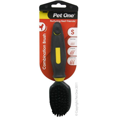 PET ONE Grooming Combination Bristle & Metal Pin Brush Sm -23869