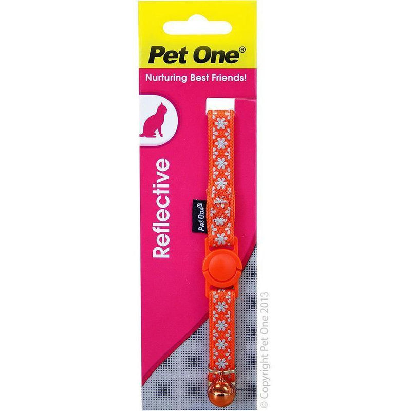 PET ONE Cat Collar Nylon Snow Refl 15 to 22.5cm 10mm