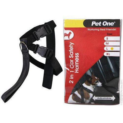 PET ONE Harness Nylon Two In One Car Safety Black