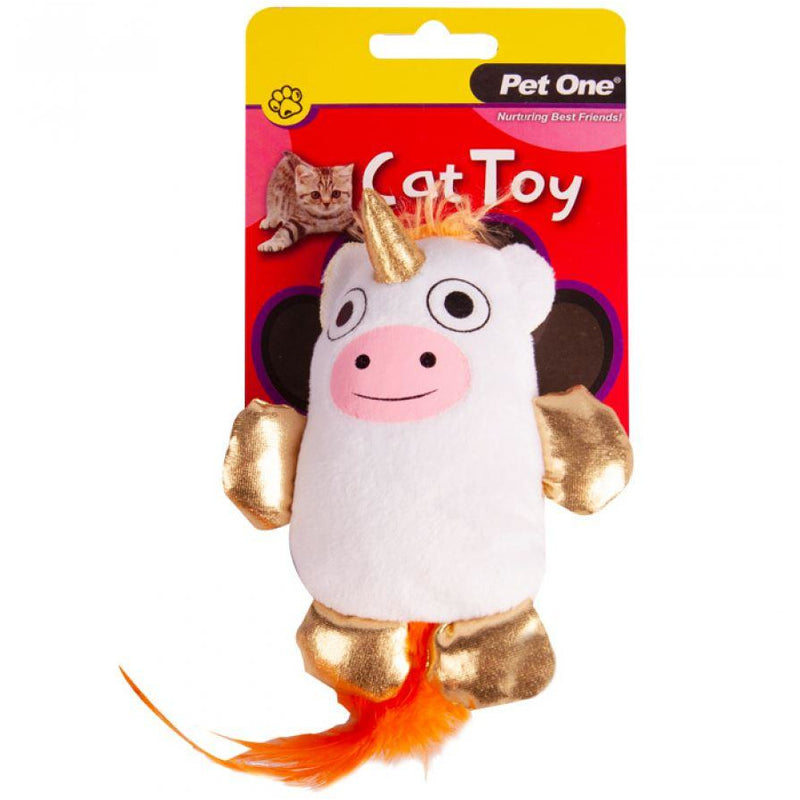 Pet One Cat Toy Plush MooNicorn with Feather