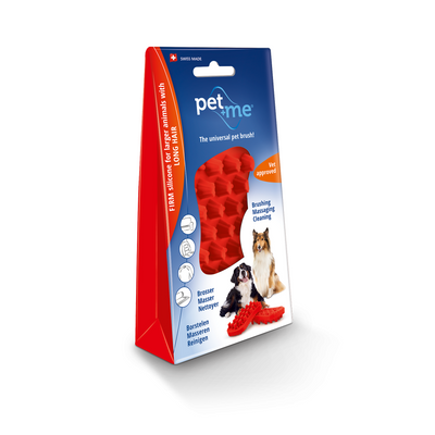 Petway Pet + Me Brush Red Firm Silicone (Dogs with long thick hair)